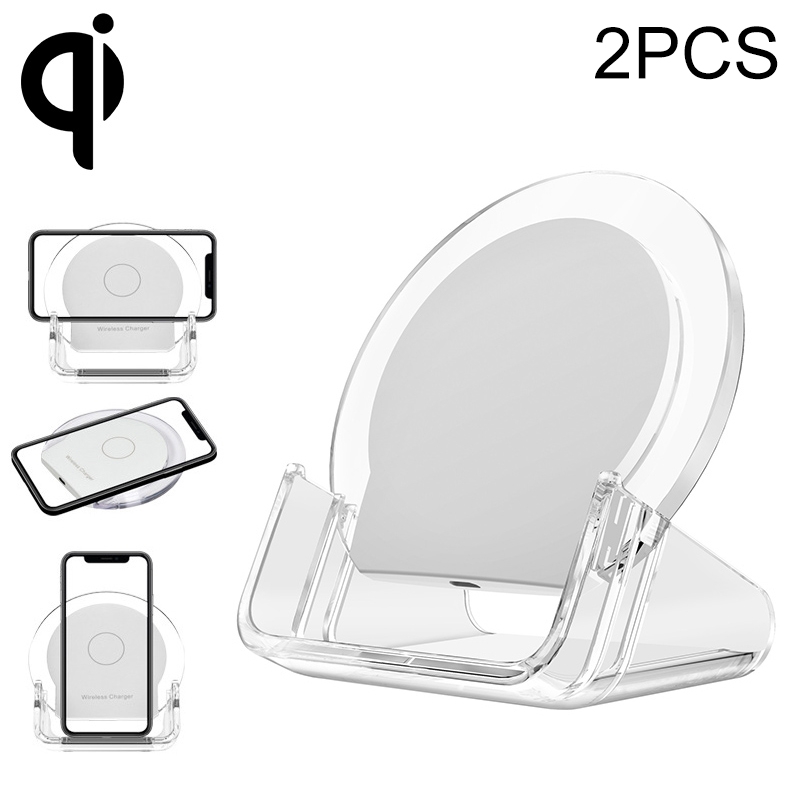 2pcs A9199 10W 3 in 1 Vertical LED Crystal Wireless Charger(White) 2pcs A9199 10W 3 in 1 Vertical LED Crystal Wireless Charger(White)