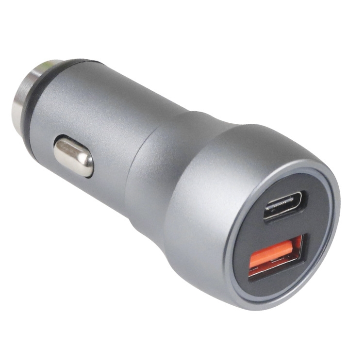 Aluminum Alloy Cigarette Lighter Applicable Car Charger, Model: Gray QCPD Aluminum Alloy Cigarette Lighter Applicable Car Charger, Model: Gray QCPD