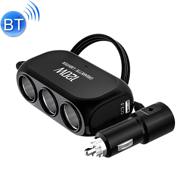 Dual USB + Type-C / USB-C 3 Hole Car Charger, Style: Bluetooth+Fast Charge Version(Black) Dual USB + Type-C / USB-C 3 Hole Car Charger, Style: Bluetooth+Fast Charge Version(Black)