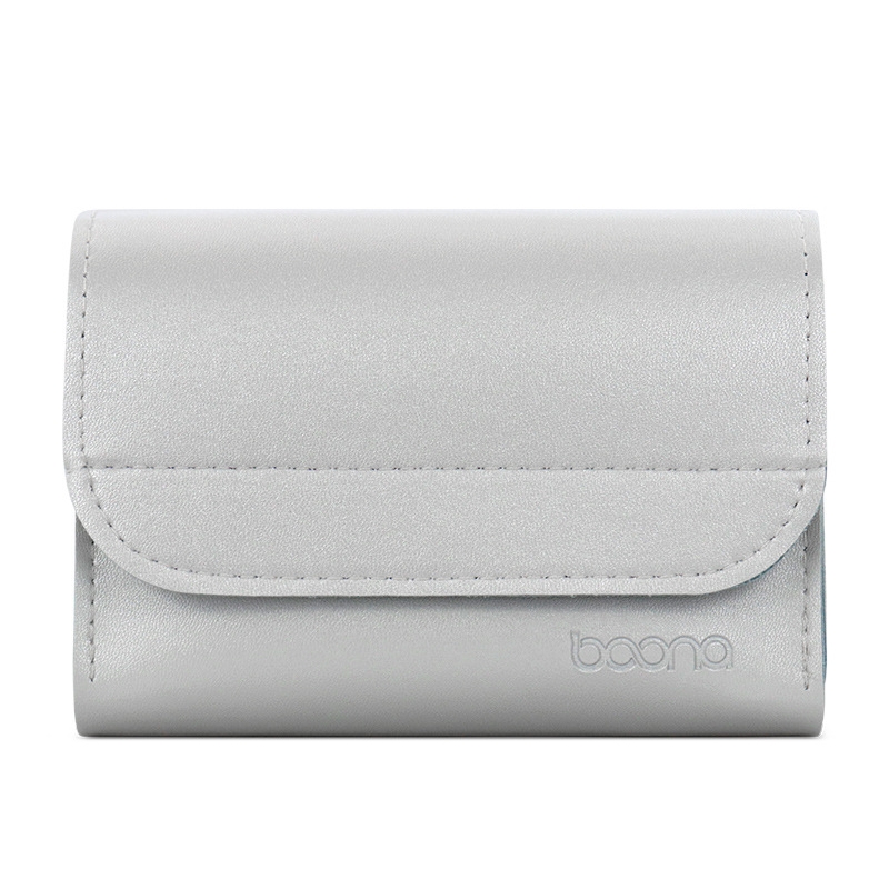 Baona BN-Q009 Small Leather Mouse Charger Storage Bag(Silver+Blue) Baona BN-Q009 Small Leather Mouse Charger Storage Bag(Silver+Blue)