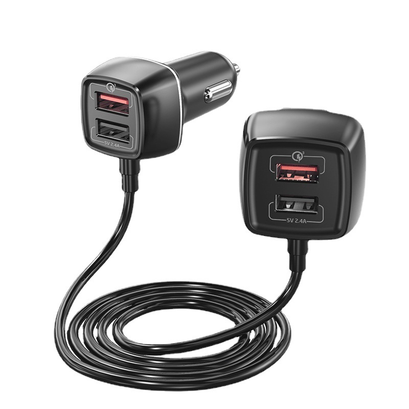 One For Four Car Charger QC3.0 Fast Charge 4USB Car Front And Rear Seat Car Charger, Style: Standard Edition One For Four Car Charger QC3.0 Fast Charge 4USB Car Front And Rear Seat Car Charger, Style: Standard Edition