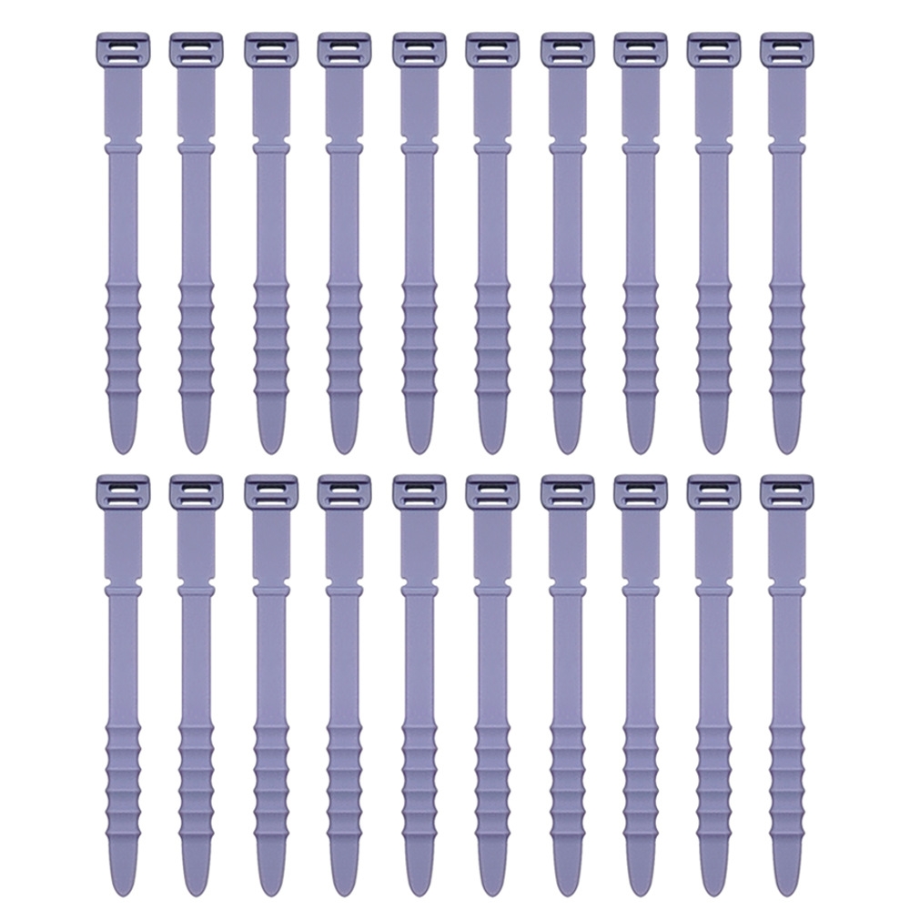 3 Sets 20pcs/Set Fishbone Silicone Cable Tie Cable Organizer Winder, Color: Purple 3 Sets 20pcs/Set Fishbone Silicone Cable Tie Cable Organizer Winder, Color: Purple