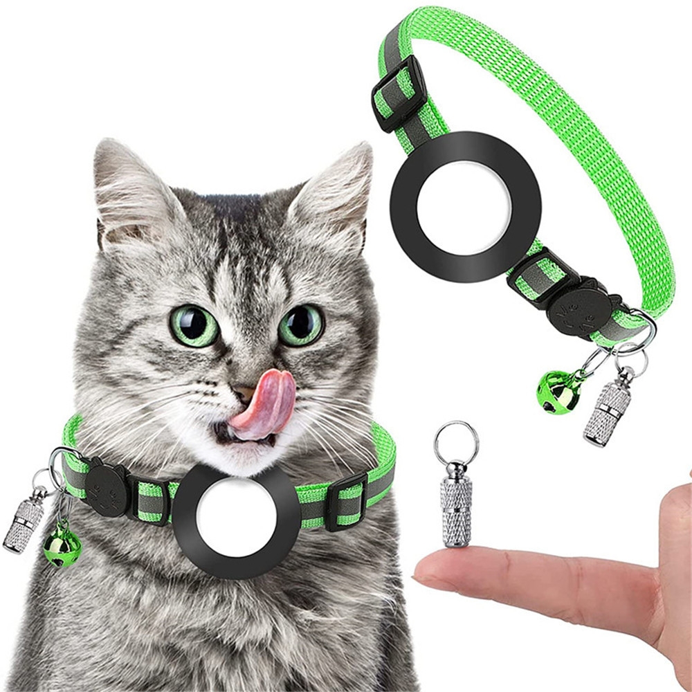 Pet Anti Lost Address Pendant Collar with Bell for Airtag(Green) Pet Anti Lost Address Pendant Collar with Bell for Airtag(Green)