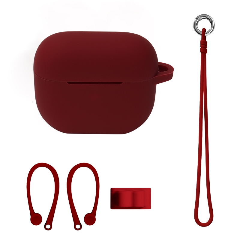 Bluetooth Earphone Silicone Cover Set For AirPods 3, Color: Hand Rope Set Wine Red Bluetooth Earphone Silicone Cover Set For AirPods 3, Color: Hand Rope Set Wine Red