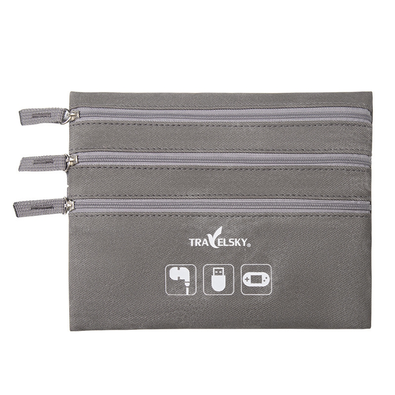 TRAVELSKY Leather Data Cable Headset Phone Storage Bag(Ebony) TRAVELSKY Leather Data Cable Headset Phone Storage Bag(Ebony)