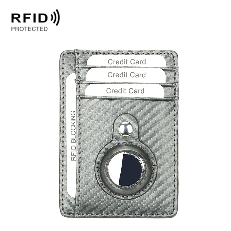 TQ-319 Anti-Theft Anti-Lost Tracker Leather Card Holder For AirTag, Style: Carbon Fiber (Gray) TQ-319 Anti-Theft Anti-Lost Tracker Leather Card Holder For AirTag, Style: Carbon Fiber (Gray)