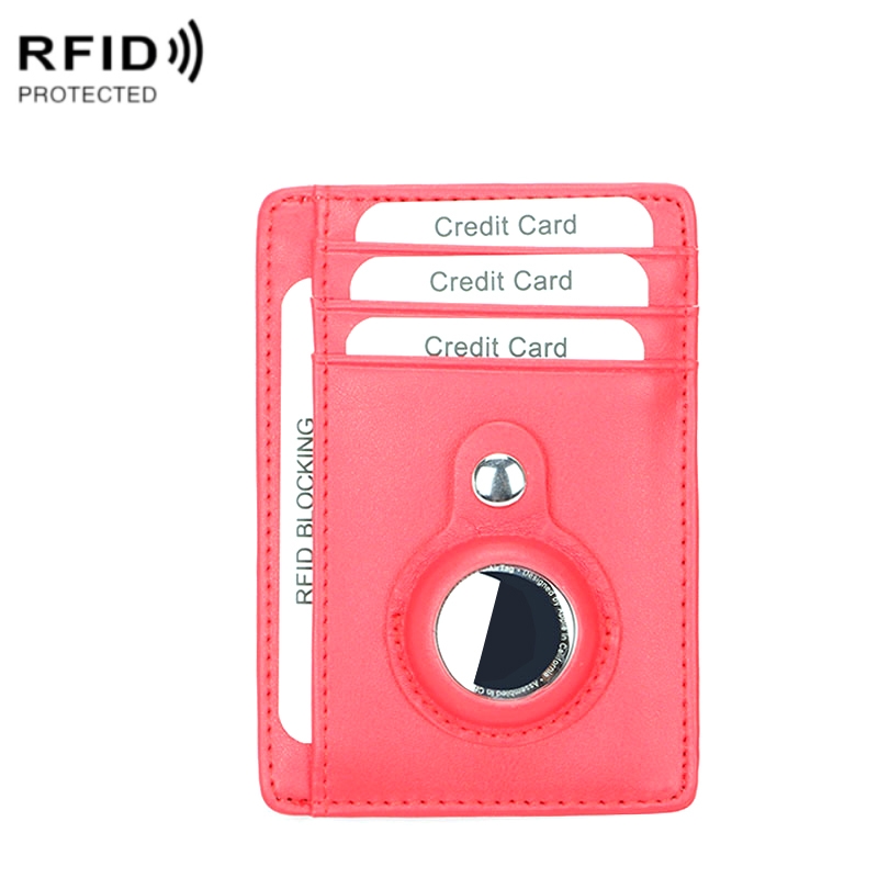 TQ-319 Anti-Theft Anti-Lost Tracker Leather Card Holder For AirTag, Style: Flat Pattern (Red) TQ-319 Anti-Theft Anti-Lost Tracker Leather Card Holder For AirTag, Style: Flat Pattern (Red)