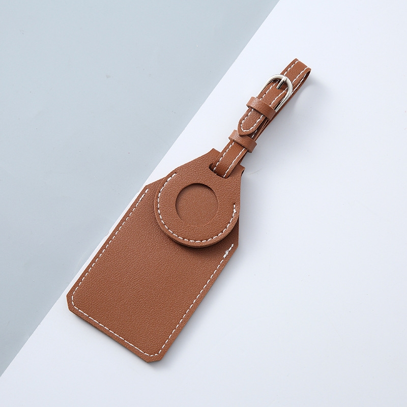 PU Anti-Lost Luggage Tag Tracker Cover for AirTag(Brown) PU Anti-Lost Luggage Tag Tracker Cover for AirTag(Brown)
