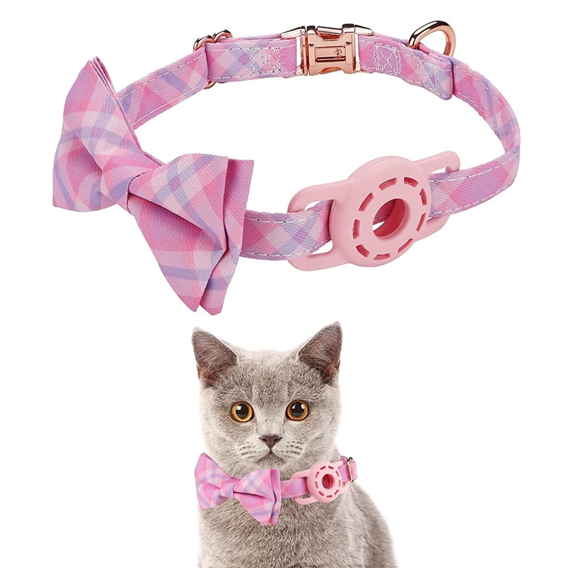 Pet Tracker Collar Insert Buckle Bow Collar For AirTag(Pink) Pet Tracker Collar Insert Buckle Bow Collar For AirTag(Pink)