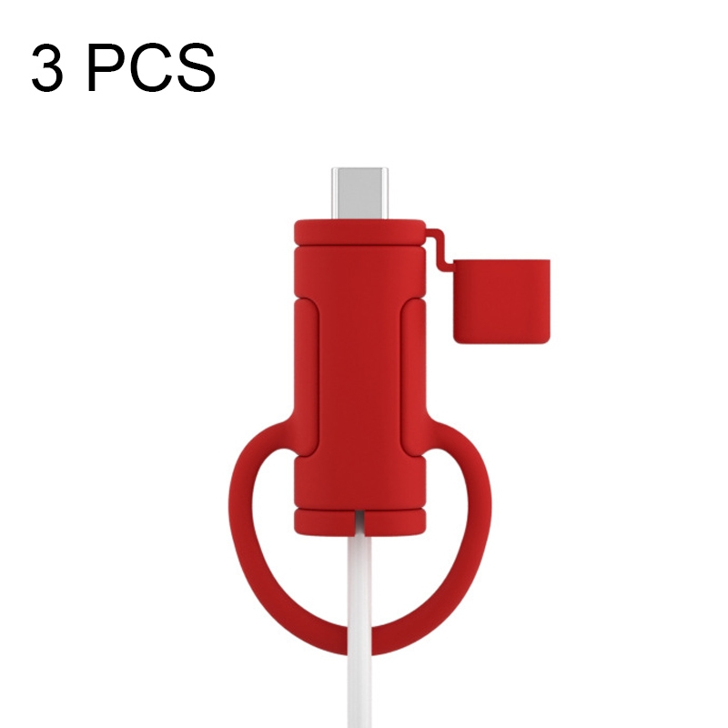 3 PCS Soft Washable Data Cable Silicone Case For Apple, Spec: Type-C (Red) 3 PCS Soft Washable Data Cable Silicone Case For Apple, Spec: Type-C (Red)