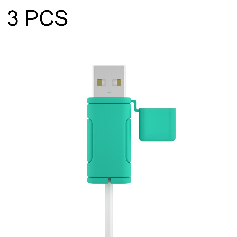 3 PCS Soft Washable Data Cable Silicone Case For Apple, Spec: USB (Mint Green) 3 PCS Soft Washable Data Cable Silicone Case For Apple, Spec: USB (Mint Green)
