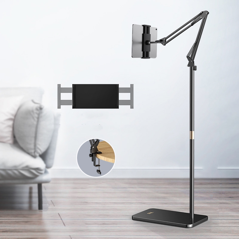 SSKY L10 Home Cantilever Ground Phone Holder Tablet Support Holder, Style: Retractable+Desktop Clip (Black) SSKY L10 Home Cantilever Ground Phone Holder Tablet Support Holder, Style: Retractable+Desktop Clip (Black)