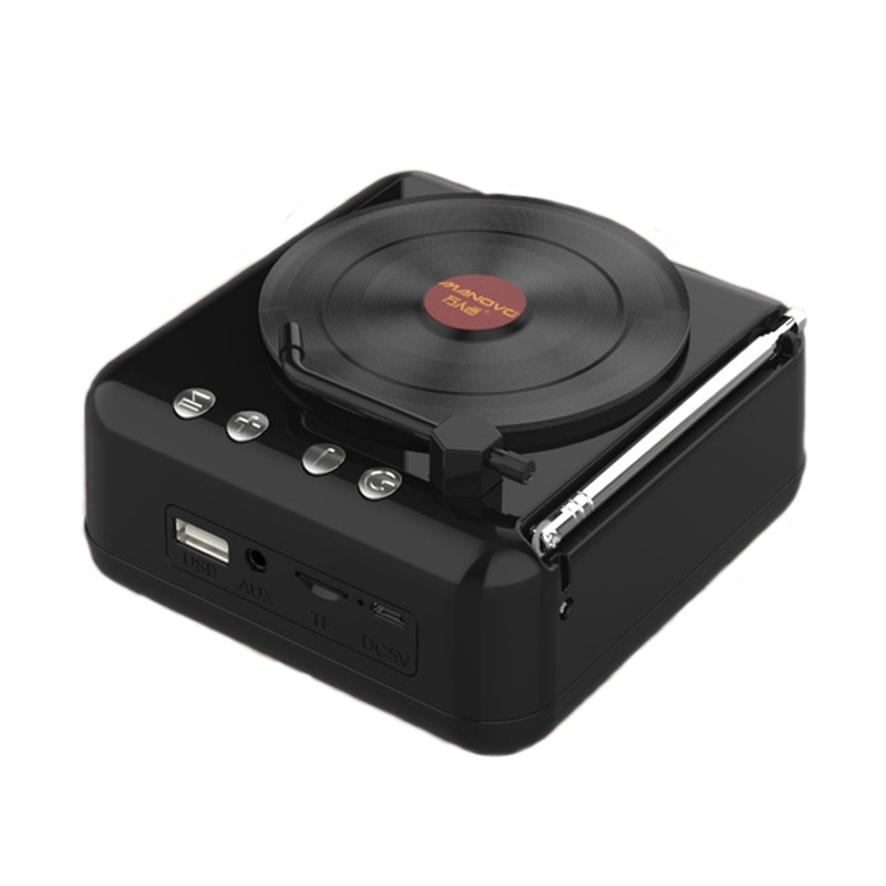 Manovo H3 Retro Vinyl Record Player Shape Mini Bluetooth Speaker, Color: Black Manovo H3 Retro Vinyl Record Player Shape Mini Bluetooth Speaker, Color: Black