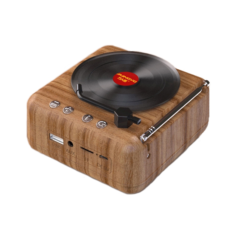 Manovo H3 Retro Vinyl Record Player Shape Mini Bluetooth Speaker, Color: Wood Grain Manovo H3 Retro Vinyl Record Player Shape Mini Bluetooth Speaker, Color: Wood Grain