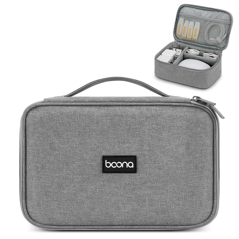 Baona Multifunctional Earphone Data Cable Digital Storage Bag, Spec: Single-layer (Gray) Baona Multifunctional Earphone Data Cable Digital Storage Bag, Spec: Single-layer (Gray)