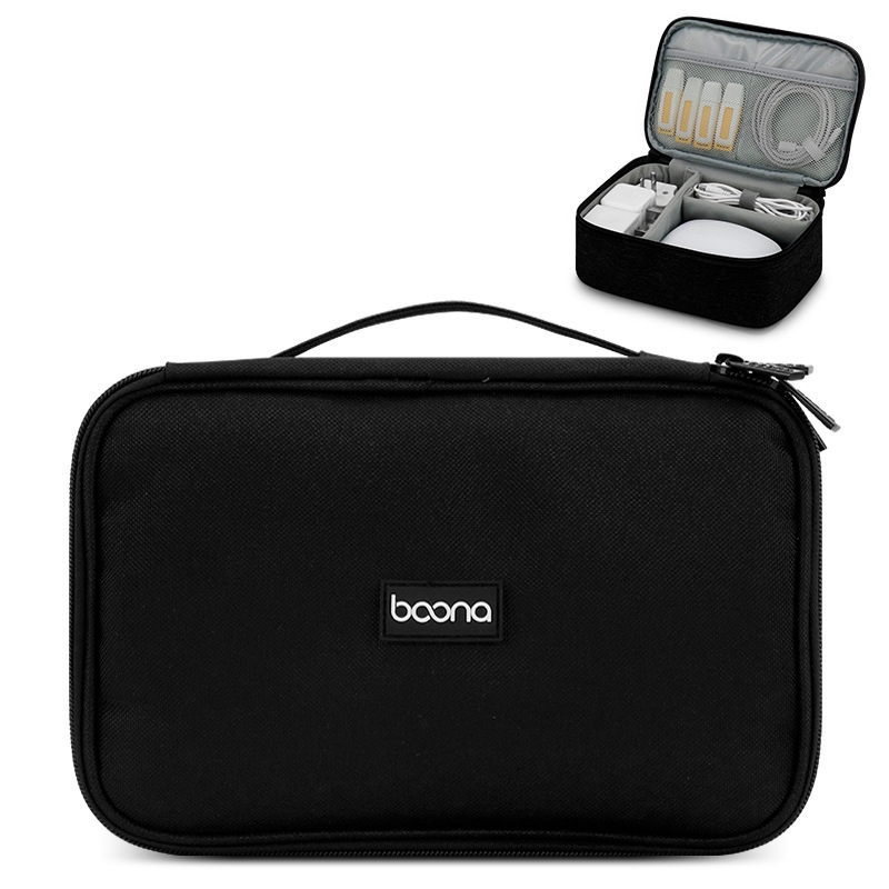 Baona Multifunctional Earphone Data Cable Digital Storage Bag, Spec: Single-layer (Black) Baona Multifunctional Earphone Data Cable Digital Storage Bag, Spec: Single-layer (Black)
