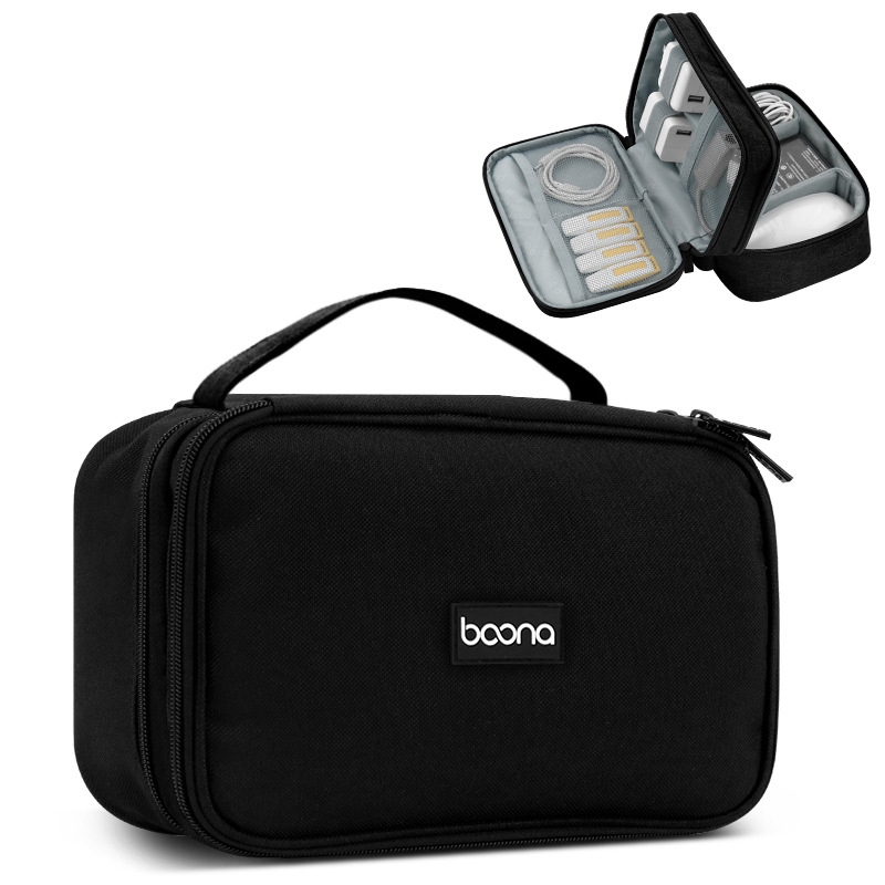 Baona Multifunctional Earphone Data Cable Digital Storage Bag, Spec: 2-layer (Black) Baona Multifunctional Earphone Data Cable Digital Storage Bag, Spec: 2-layer (Black)