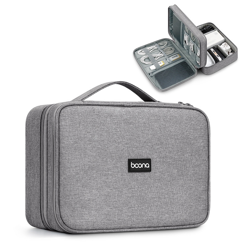 Baona Multifunctional Earphone Data Cable Digital Storage Bag, Spec: XL (Gray) Baona Multifunctional Earphone Data Cable Digital Storage Bag, Spec: XL (Gray)