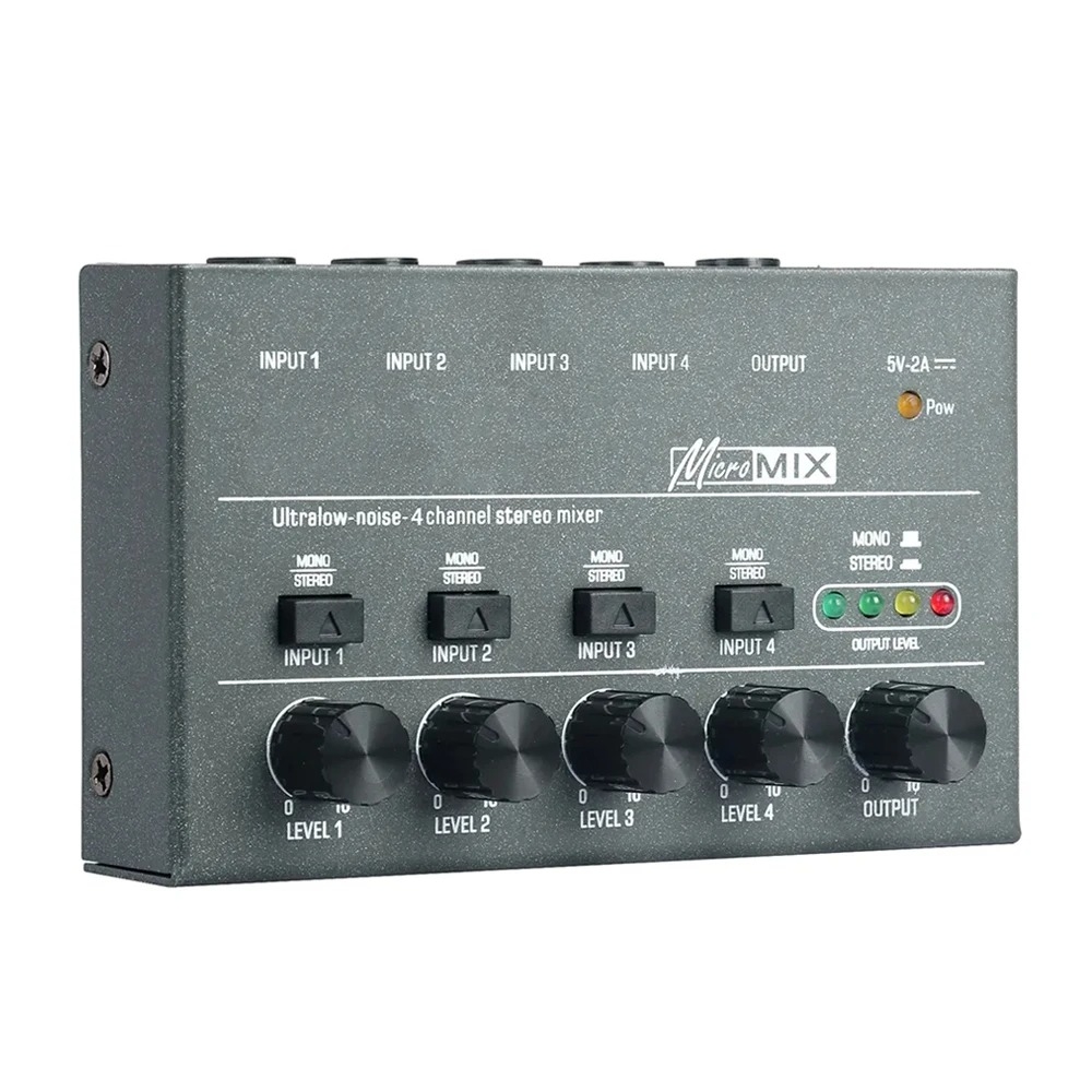 4 Way mixer With Single Channel Stereo Switching Mini Signal Hybrid Small Audio