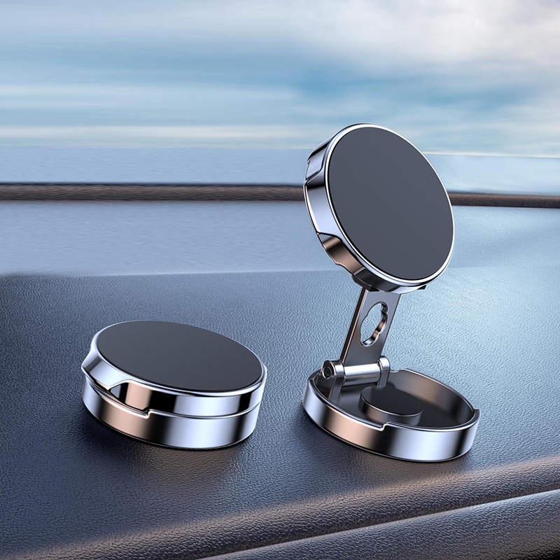 Multi-Angle Positioning Car Folding Circular Car Magnetic Suction Bracket(Silver) Multi-Angle Positioning Car Folding Circular Car Magnetic Suction Bracket(Silver)
