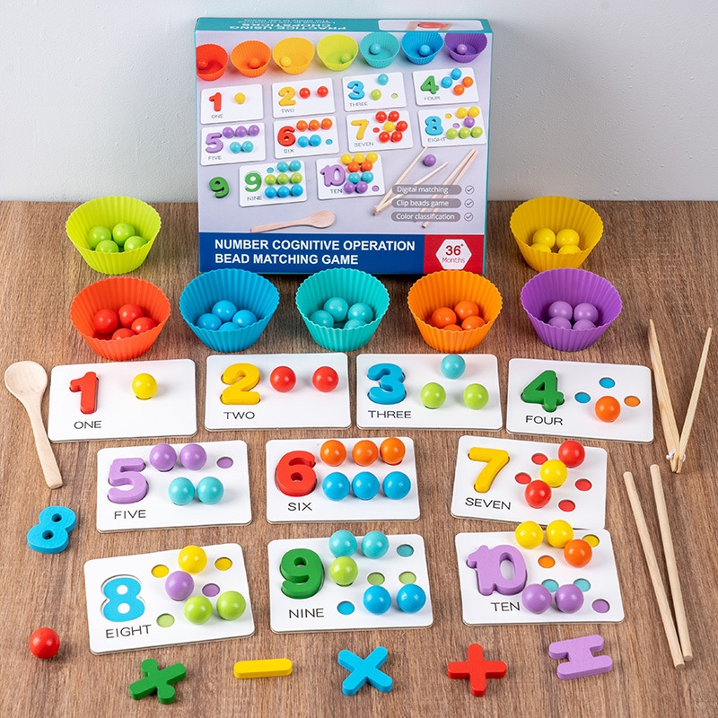 Children Number and Color Matching Clip Beads Enlightenment Teaching Kids Puzzle Early Education Toys