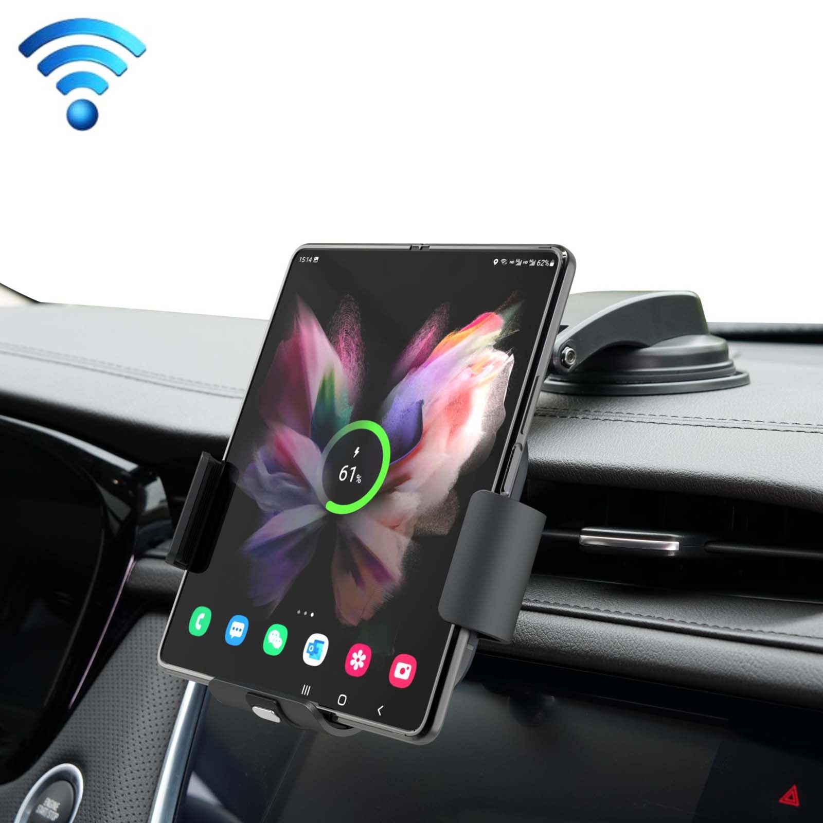 For Samsung Galaxy Z Fold4 / 3 S10 Folding Screen Mobile Phone Vehicle Bracket Dual Coil Wireless Charger For Samsung Galaxy Z Fold4 / 3 S10 Folding Screen Mobile Phone Vehicle Bracket Dual Coil Wireless Charger