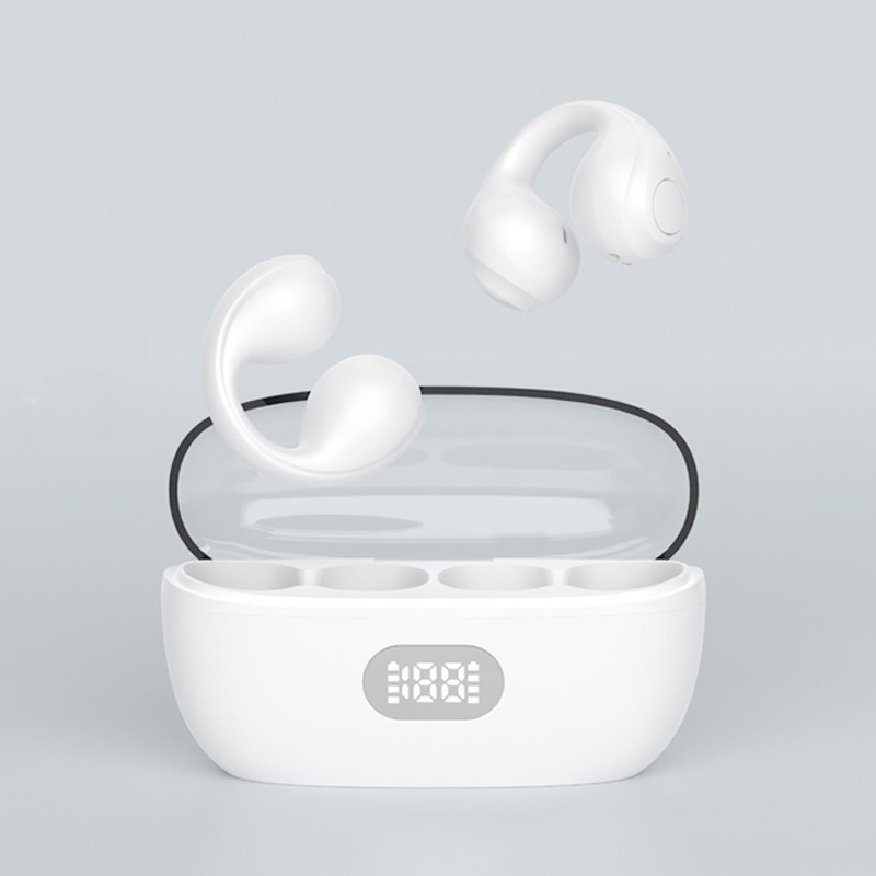 AIR8 Clip Ear With Digital Display Charging Bin Wireless Bluetooth Earphones(White) AIR8 Clip Ear With Digital Display Charging Bin Wireless Bluetooth Earphones(White)