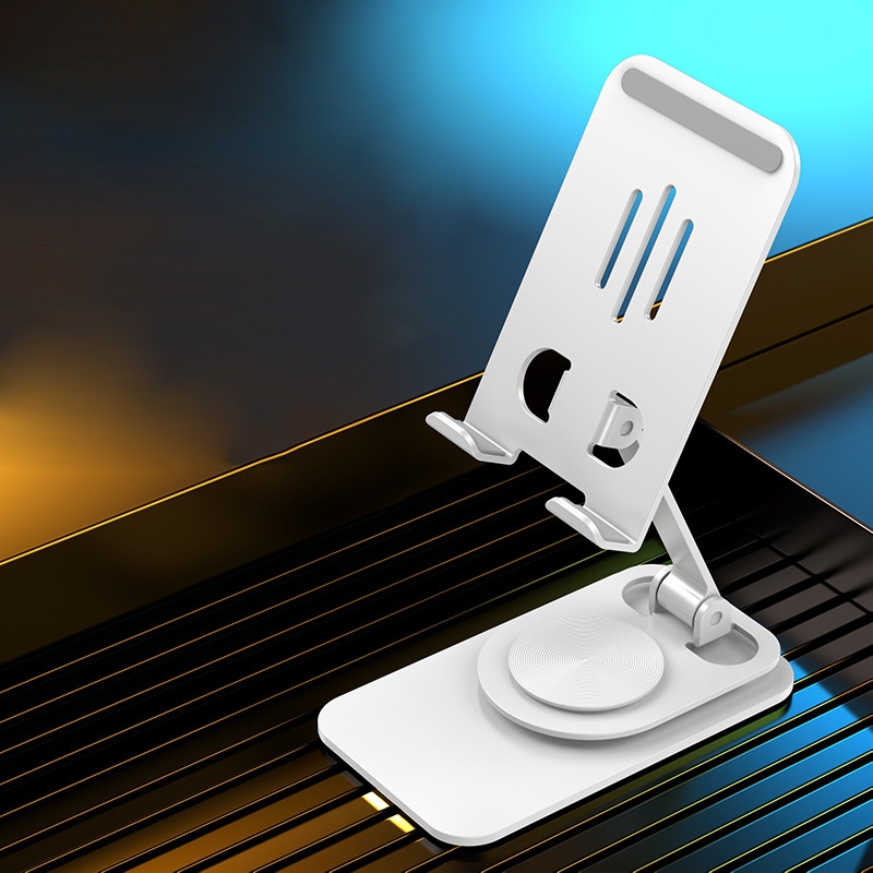 Desktop 360-degree Rotating Foldable Mobile Phone Holder, Color: Carbon Steel White Desktop 360-degree Rotating Foldable Mobile Phone Holder, Color: Carbon Steel White