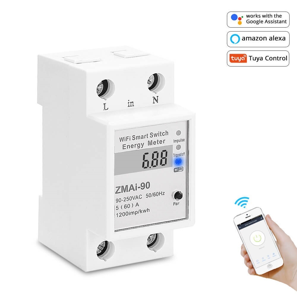 ZMAi-90 Wifi Smart Switch Energy Meter Support Tuya Smart Life APP Work With Alexa Google