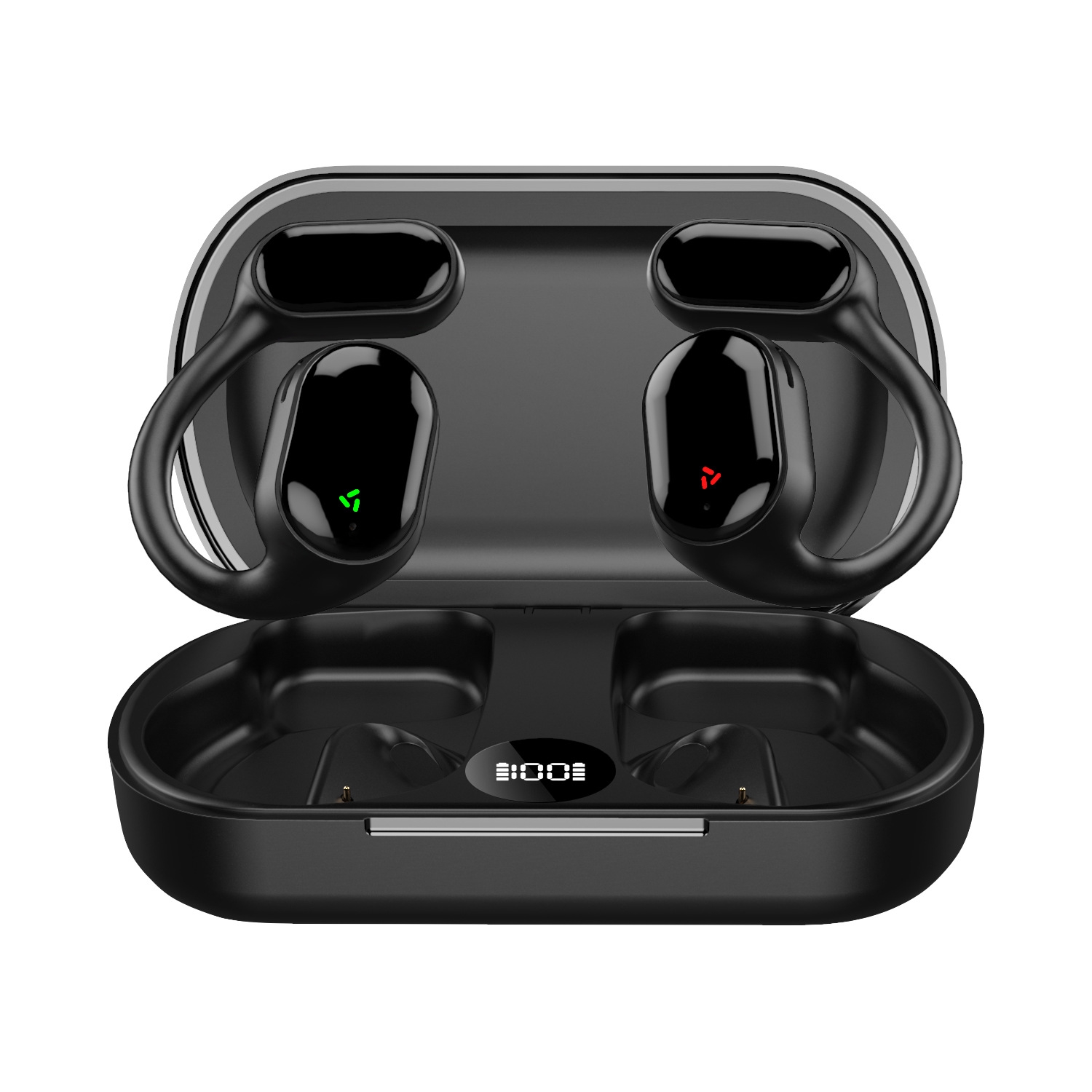 Air Conduction Ear-Hanging LED Digital Display Wireless ENC Noise Reduction Sports Bluetooth Earphones(Black) Air Conduction Ear-Hanging LED Digital Display Wireless ENC Noise Reduction Sports Bluetooth Earphones(Black)