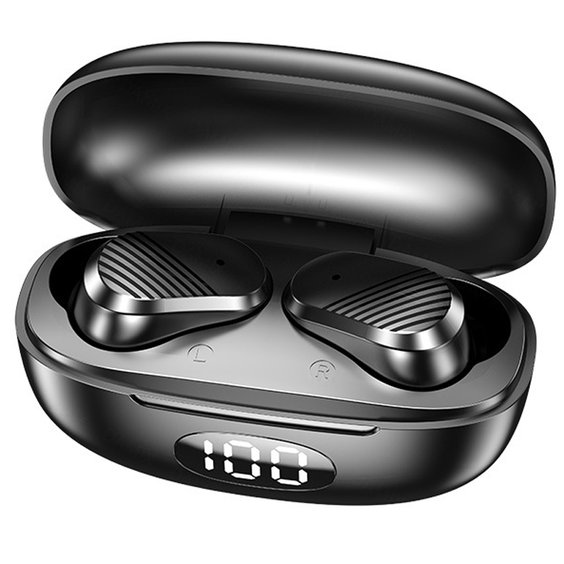 Digital Display Earphones In-Ear High Power Gaming Wireless Sports TWS Earphones(Black) Digital Display Earphones In-Ear High Power Gaming Wireless Sports TWS Earphones(Black)