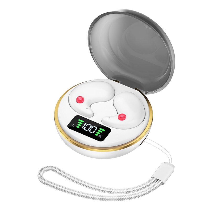 Digital Display Invisible Mini Leisure Stereo Binaural Bluetooth Earphones With Charging Compartment(White) Digital Display Invisible Mini Leisure Stereo Binaural Bluetooth Earphones With Charging Compartment(White)