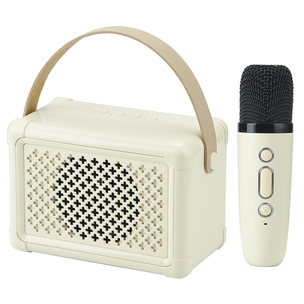 Portable Bluetooth Speaker Home Mini Karaoke Audio, Style: Microphone+Speaker(Light Yellow) Portable Bluetooth Speaker Home Mini Karaoke Audio, Style: Microphone+Speaker(Light Yellow)