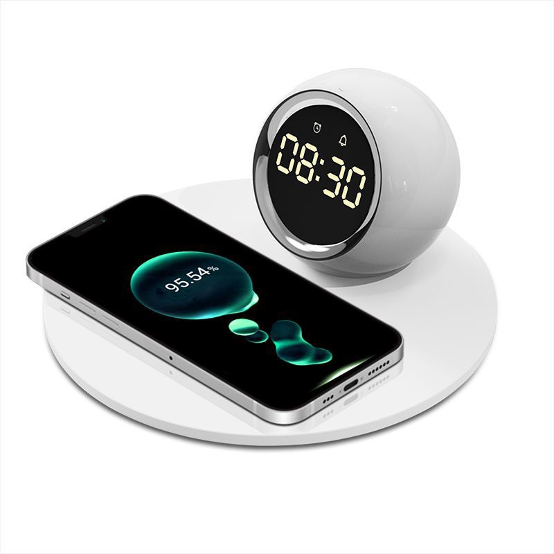 K22T 15W Multifunctional Rotatable Clock Night Light Wireless Fast Charger, Color: White K22T 15W Multifunctional Rotatable Clock Night Light Wireless Fast Charger, Color: White