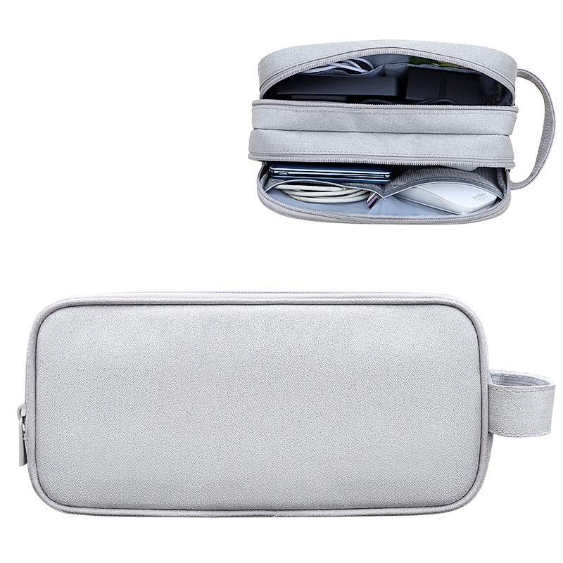 SM09 Double-layer Large Capacity Digital Accessories Storage Bag, Color: Gray SM09 Double-layer Large Capacity Digital Accessories Storage Bag, Color: Gray