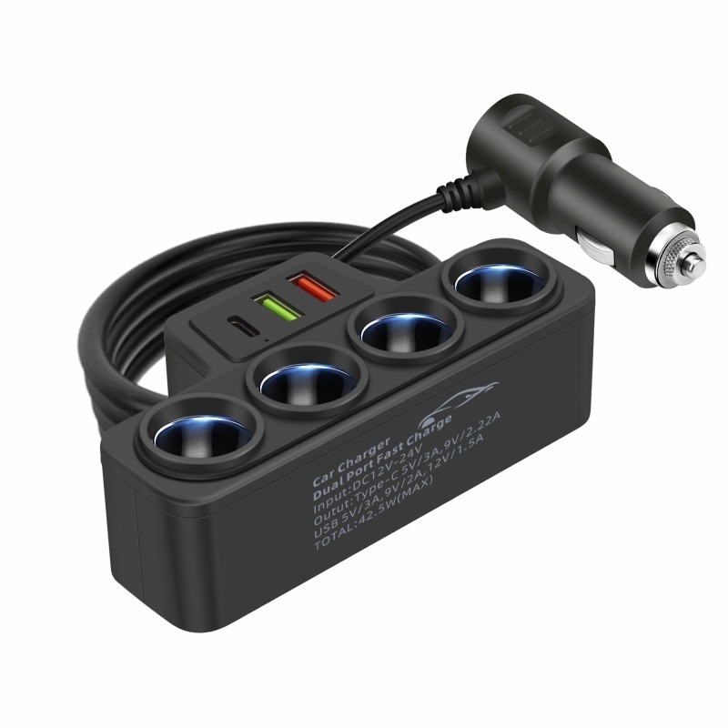 1 to 4 Q3.0 Car Cigarette Lighter Fast Charging 120W Car Conversion Plug(BY-1369) 1 to 4 Q3.0 Car Cigarette Lighter Fast Charging 120W Car Conversion Plug(BY-1369)