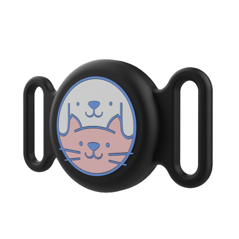 For AirTag Pet Collar Locator Silicone Life Waterproof Protective Case(Black)
