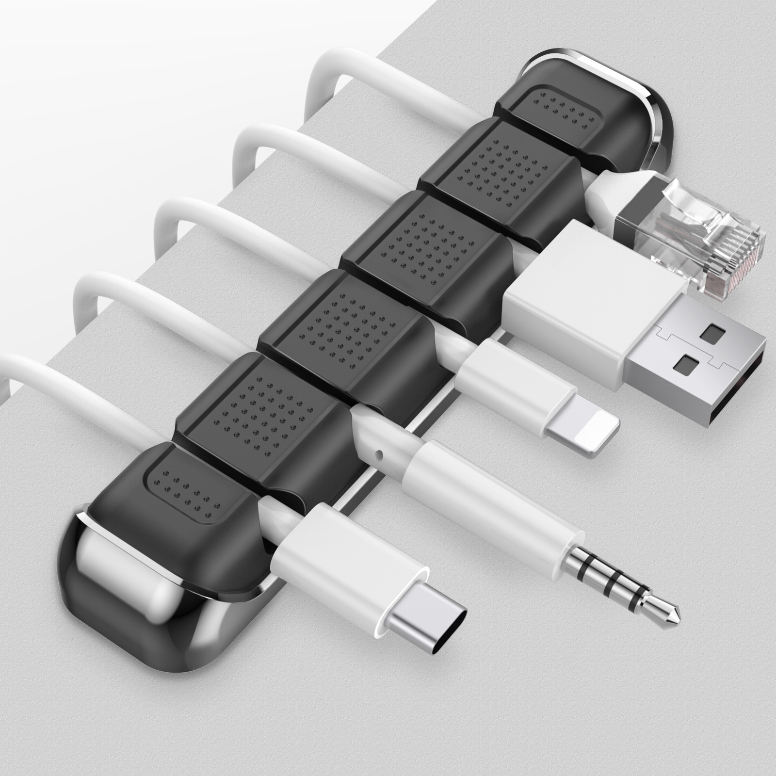 AhaStyle PT125 Aluminum Alloy + Silicone 5 Holes Position Cable Holder Desktop Data Cable Clip(Black) AhaStyle PT125 Aluminum Alloy + Silicone 5 Holes Position Cable Holder Desktop Data Cable Clip(Black)