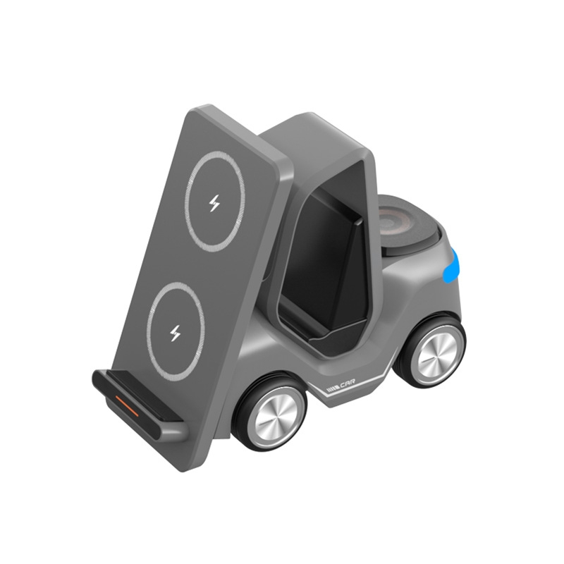 T20S 3-In-1 15W Small Forklift-Shaped Desktop Wireless Charger With LED Atmosphere Light(Gray) T20S 3-In-1 15W Small Forklift-Shaped Desktop Wireless Charger With LED Atmosphere Light(Gray)