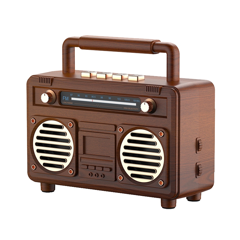 BT21 Retro USB Flash Drive FM Radio Wireless Bluetooth Speaker, Color: Rosewood BT21 Retro USB Flash Drive FM Radio Wireless Bluetooth Speaker, Color: Rosewood