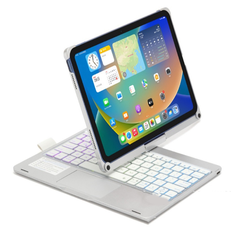 For iPad 10th Gen 10.9-inch 2022 Tablet Bluetooth Keyboard With Backlight 360 Degree Rotation(Silver) For iPad 10th Gen 10.9-inch 2022 Tablet Bluetooth Keyboard With Backlight 360 Degree Rotation(Silver)