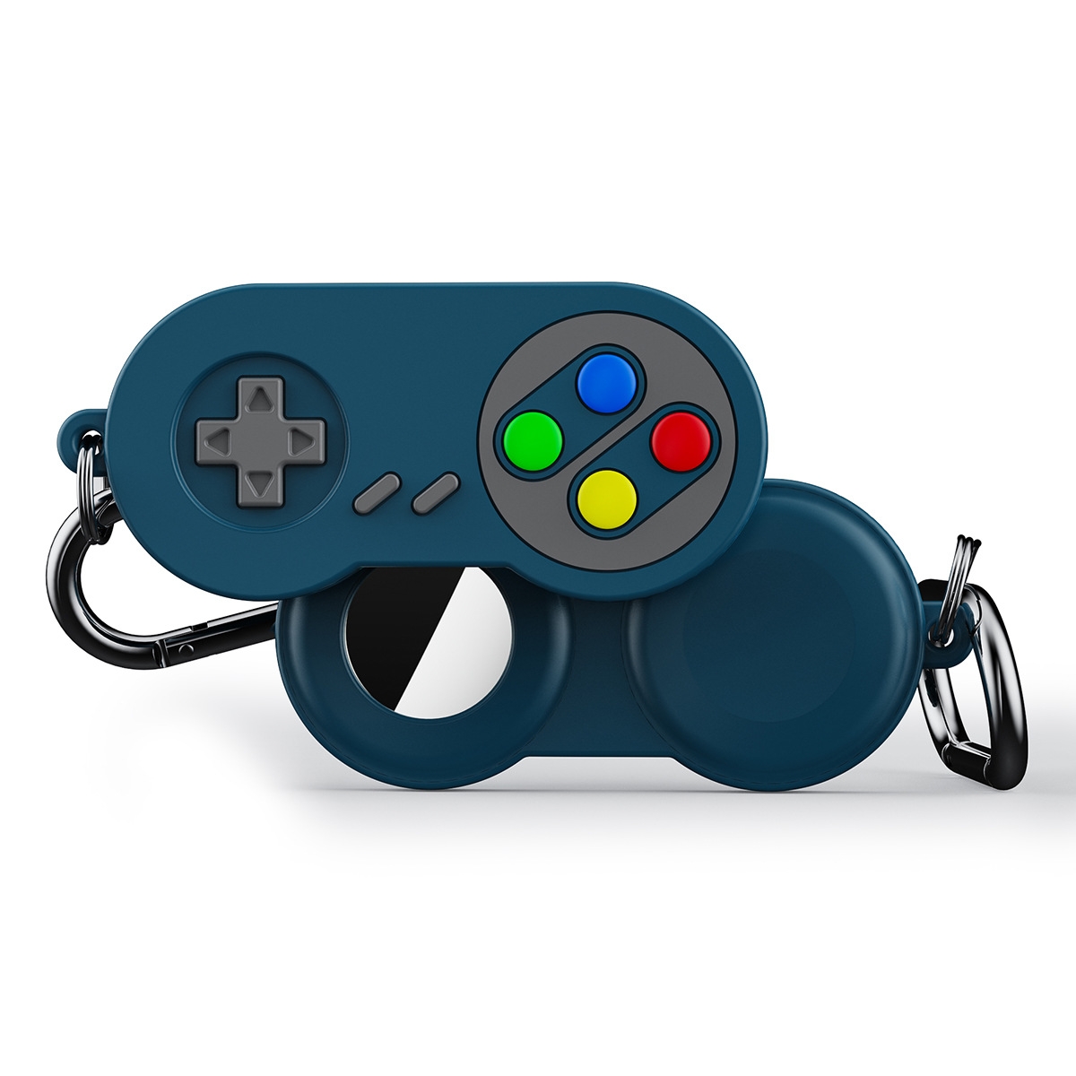For AirTag Tracker Retro Game Console Shape Silicone Case with Carabiner(Ink Green) For AirTag Tracker Retro Game Console Shape Silicone Case with Carabiner(Ink Green)