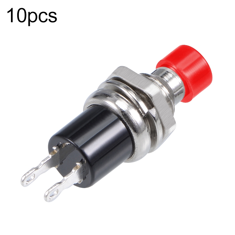 10 PCS 7mm Thread Multicolor 2 Pins Momentary Push Button Switch(Red)