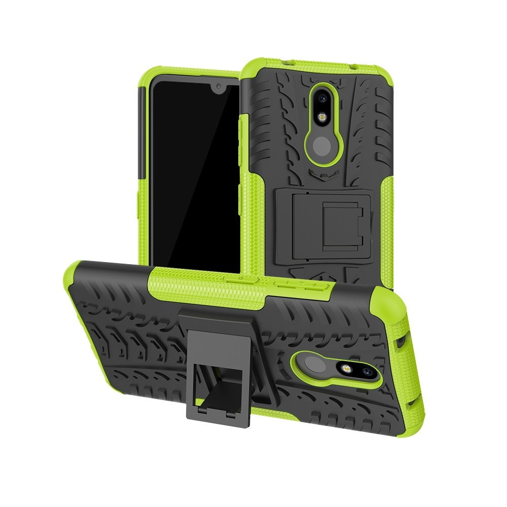 Tire Texture TPU+PC Shockproof Case for Nokia 3.2, with Holder (Green)