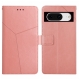 Pour Google Pixel 8a Étui de téléphone en cuir à rabat en forme de Y (rose