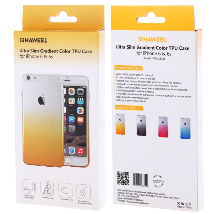 HAWEEL for iPhone 6 & 6s Ultra Slim Gradient Color Clear Soft TPU Case(Orange) - 6