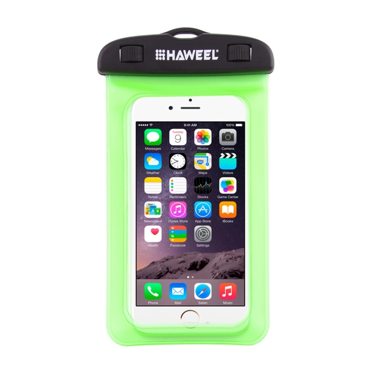 HAWEEL Transparent Universal Waterproof Bag with Lanyard for iPhone, Galaxy, Huawei, Xiaomi, LG, HTC and Other Smart Phones(Green) - 1