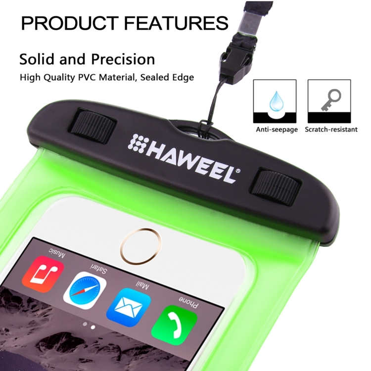 HAWEEL Transparent Universal Waterproof Bag with Lanyard for iPhone, Galaxy, Huawei, Xiaomi, LG, HTC and Other Smart Phones(Green) - 4