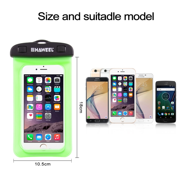 HAWEEL Transparent Universal Waterproof Bag with Lanyard for iPhone, Galaxy, Huawei, Xiaomi, LG, HTC and Other Smart Phones(Green) - 5