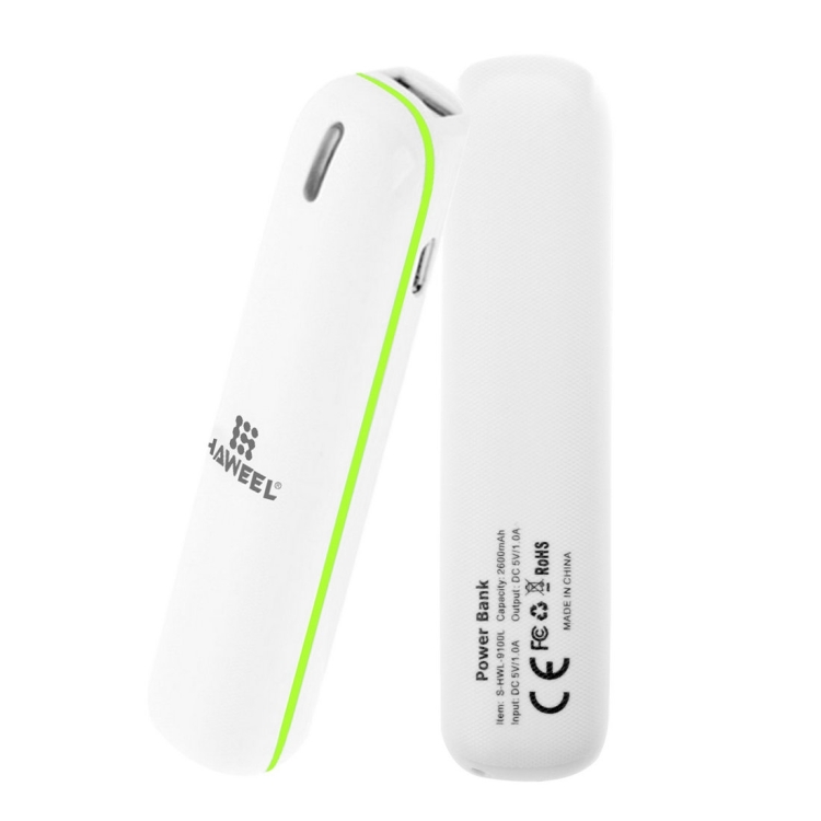 HAWEEL 2600mAh USB Power Bank with 8 Pin & Micro USB 2 in 1 Charging Cable(Green)